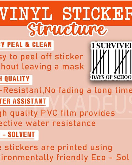 (3Pcs) I Survived 67 Days of School Stickers Funny Teacher Student Humor Tally Marks Six Seven Meme Vinyl Decals Waterproof for Water Bottle, Tumbler, Laptop, Phone Case, 3" x 2.5"