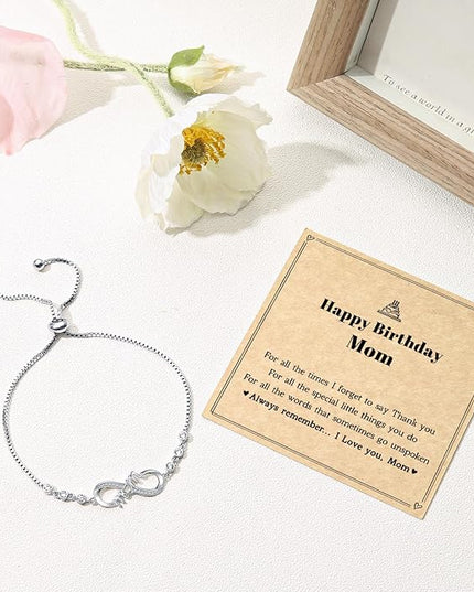 Desimtion Gifts for Women Mom, Infinity Love Bracelets for Women, Valentines Day Birthday Jewelry Gifts for Her Girls Girlfriend Mom Wife from Daughter Son