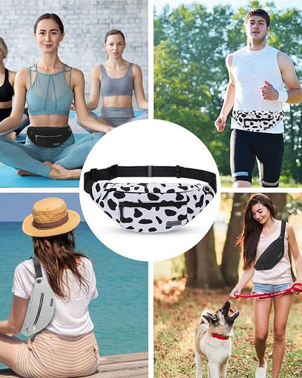 MAXTOP Large Crossbody Fanny Pack with 4-Zipper Pockets,Gifts for Enjoy Sports Festival Workout Traveling Running Casual Hands-Free Wallets Waist Pack Phone Bag Carrying All Phones