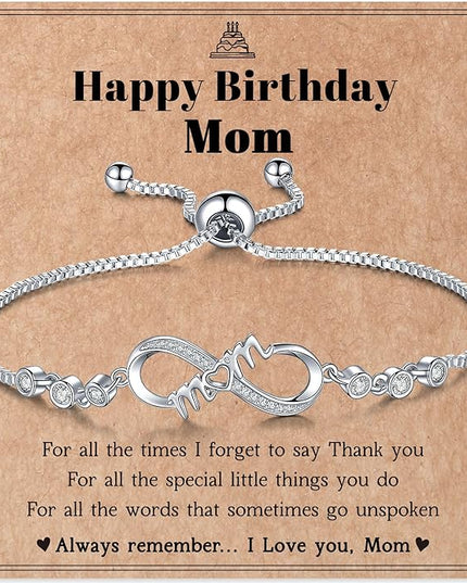 Desimtion Gifts for Women Mom, Infinity Love Bracelets for Women, Valentines Day Birthday Jewelry Gifts for Her Girls Girlfriend Mom Wife from Daughter Son