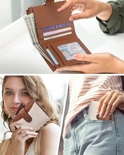 yiijay Small Wallet for Women RFID Blocking Tassle Bifold Slim Thin Leather Wallet Credit Card Holder Wallet Ladies Mini Wallet with Widened Zipper Pocket