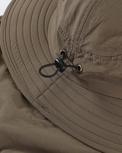 Home Prefer UPF 50+ Mens Wide Brim Fishing Hat with Neck Flap Sun Hat for Men Women Sun Protection Cap
