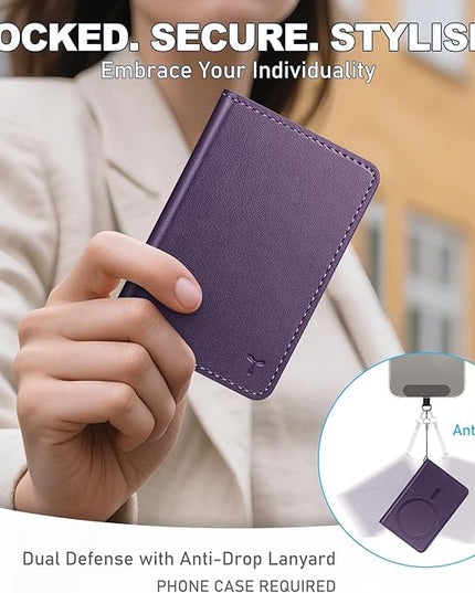 TUCCH for Magsafe Wallet with 6 Card Holders, RFID Blocking [Clear ID Window] PU Leather Men Women Folio Magnetic Phone Wallet for iPhone 17/16/15/14/13/12/Plus/Air/Pro/Pro Max Series, Dark Purple
