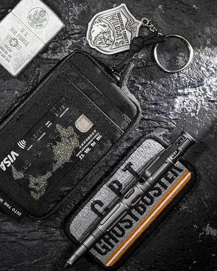 OneTigris Front Pocket Wallet with Zippers Small Coin Purse Tactical Wallet Nylon Minimalist Wallet for Men Women
