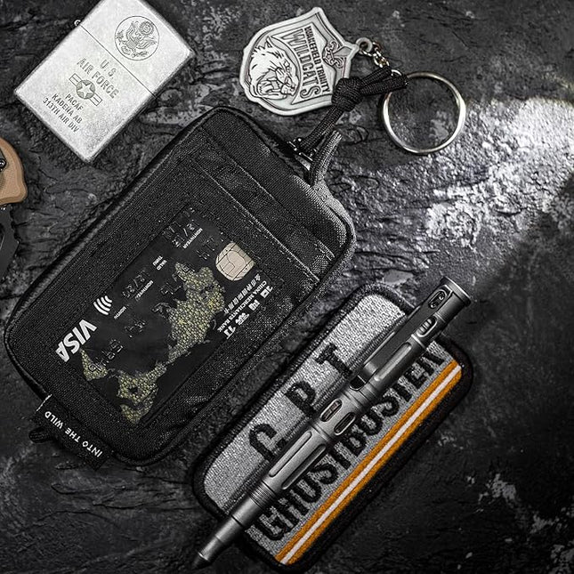 OneTigris Front Pocket Wallet with Zippers Small Coin Purse Tactical Wallet Nylon Minimalist Wallet for Men Women