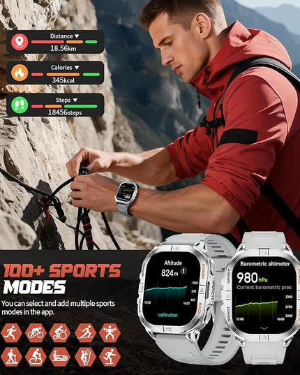 GPS Military Smart Watch for Men(Answer/Call), 2.13'' Smartwatch,60 Days Battery,6 Satellite Positioning/Compass,5 ATM Fitness Tracker with Flashlight/Heart Rate/Sleep/100+ Sport Modes for iOS/Android