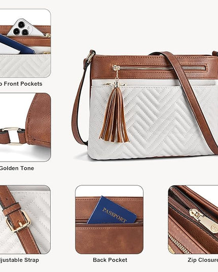 BOSTANTEN Crossbody Purses for Women Medium Shoulder Bag Quilted Handbags with Zipper Pocket