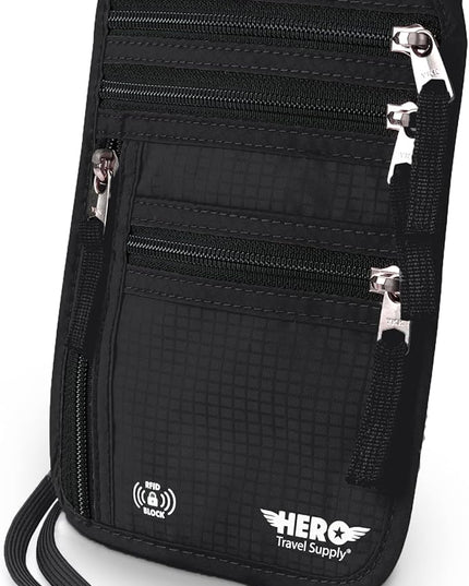 HERO Neck Wallet, RFID Blocking Passport Holder - Easy to Conceal and Pouch