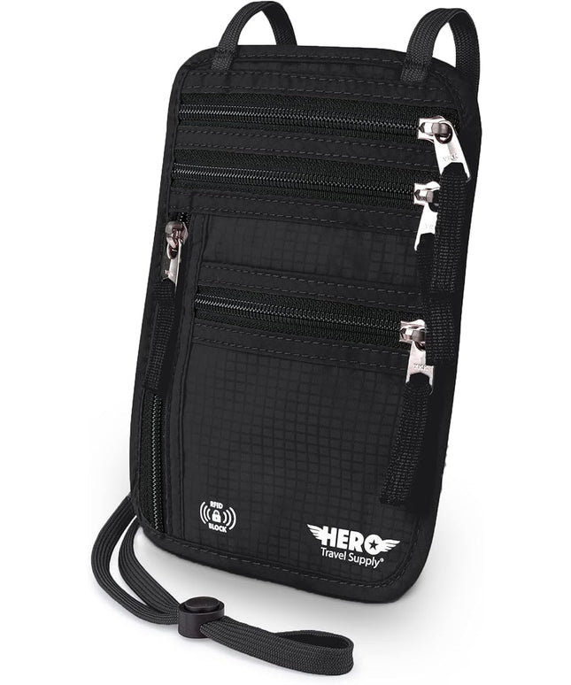HERO Neck Wallet, RFID Blocking Passport Holder - Easy to Conceal and Pouch