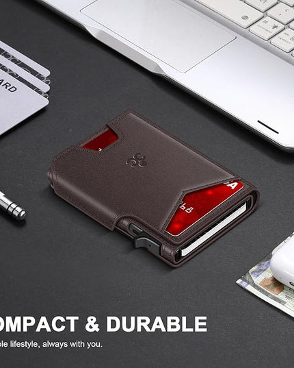 Wallet for Men Wallet with Slim Pop Up Card Holder 9-13 Cards, Bifold Minimalist Smart Wallet RFID Blocking Credit Card Holder with ID Window & Stretchable Cash Slot