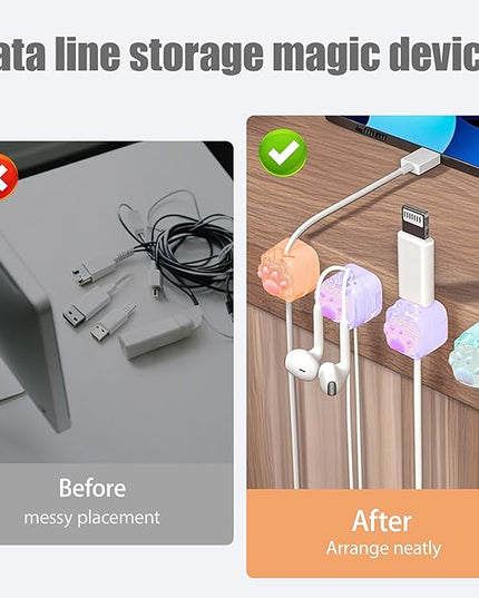 9Pack Magnetic Cable Clips for Nightstand, Adhesive Night-Glowing Cord Holder Organizer for Office Home Desk Wall Car (Star Heart Cat)