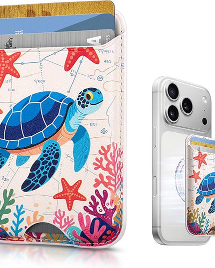 Magnetic Mag-safe Wallet Cell Phone Card Holder for Phone Case with Mag-Safe, Stronger Magnetic RFID Leather Phone Wallet Stick on for iPhone 17/16/15/14/13/12 Series, Fit 3 Cards