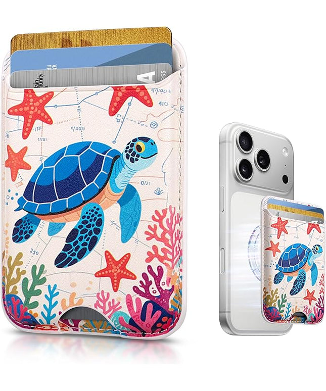Magnetic Mag-safe Wallet Cell Phone Card Holder for Phone Case with Mag-Safe, Stronger Magnetic RFID Leather Phone Wallet Stick on for iPhone 17/16/15/14/13/12 Series, Fit 3 Cards