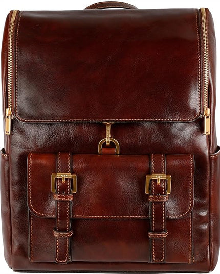 Time Resistance Leather Backpack - Laptop Travel Bag Rucksack up to 15” - Bag for Men and Women (Brown)