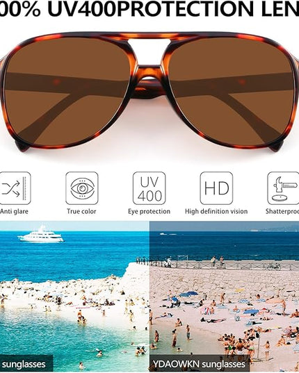 YDAOWKN Retro Aviator Sunglasses for Women Mens Large Frame Classic Vintage 70s Sun Glasses Aviators