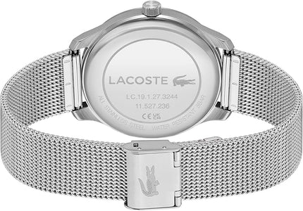 Lacoste Lisbon Men’s Quartz Watch - Three-Hand Sunray Dial with Stick Indexes, Polished Case, Crocodile Logo - Modern, Classic Timepiece - Gift for Him 42mm