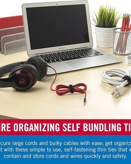 VELCRO Brand Cable Ties, 100Pk - 8 x 1/2" Red and Black, Reusable Alternative to Zip Ties, ONE-WRAP Thin Pre-Cut Cord Organization Straps, Wire Management for Office or Home, VEL-30200-AMS, Black/Red