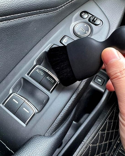 Car Detailing Brush, Soft Bristle Cleaning Brush, Scratch-Free Auto Duster Tool for Dashboard, Air Vents, Leather & Interior Cleaning (Black)