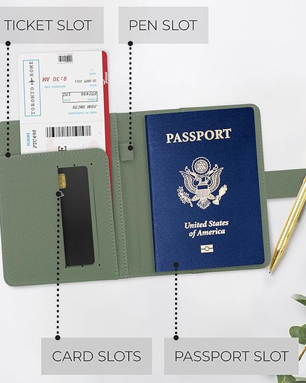 Beautiful Passport Holder for Travel – Cute Cover with Pen Holder to Keep Your Travel Documents Organized & Safe – Quality Passport Wallet for Women & Men and Great for Gifting