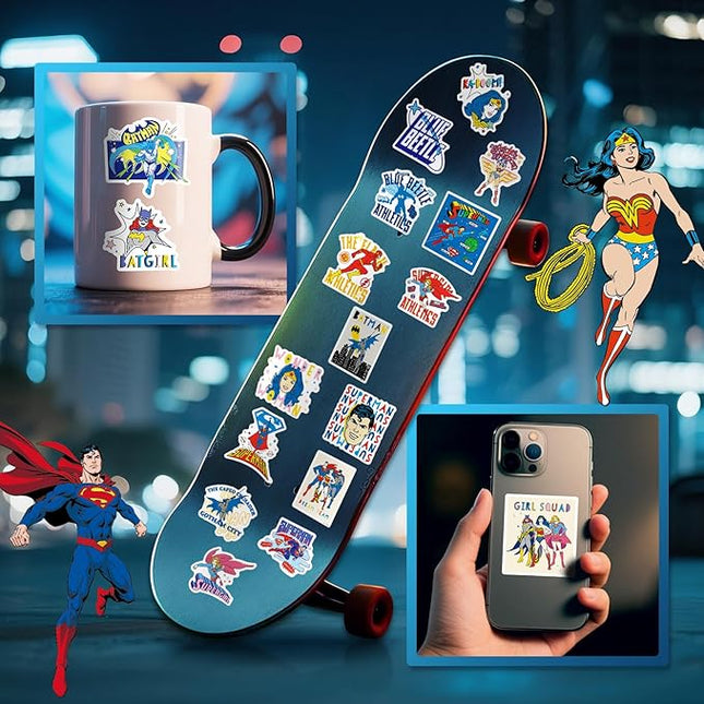 Superhero Stickers for Water Bottles – 50PCS Cute Cartoon Stickers for Kids, Teens, Adults – Waterproof Vinyl Decal Sticker for Laptop, Phone, Skateboard, Scrapbook, Party Favors, Gifts