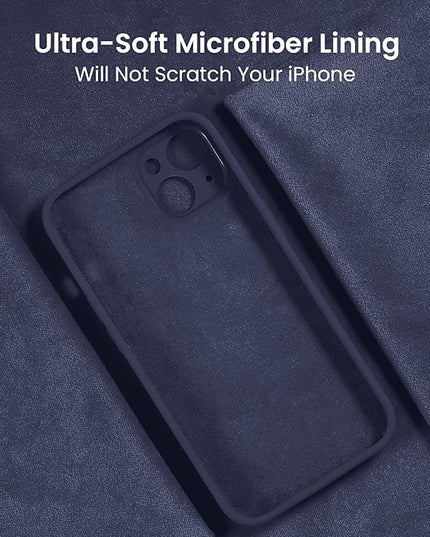 FireNova Designed for iPhone 14 Case, Silicone Upgraded [Camera Protection] Phone Case with [2 Screen Protectors], Soft Anti-Scratch Microfiber Lining Inside, 6.1 inch, Navy Blue