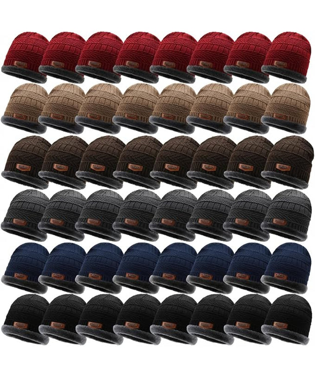 Yahenda 48 Pack Knit Beanies Hats Winter Beanie Hats Warm Knitted Cuffed Skull Cozy Cap for Men Women Unisex