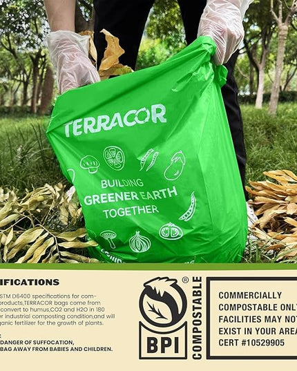 13 Gallon Compostable Trash Bags, 40 Bags Compost Bags for Countertop Bin, Camping Toilet Bags for Portable Toilet, BPI Certified and Meet The ASTM D6400 Standard