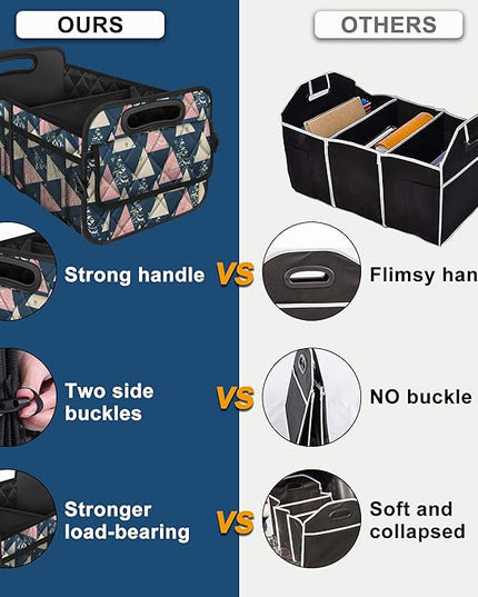 Deosk Trunk Organzier and Storage with 6 Big Pocket,Car Accessories for Women/Men 50L Waterproof Polyester for Car/SUV/Minivan/Truck(Medium, Triangle)