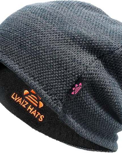Lvaiz Mens Winter Beanie Hat Warm Fleece Lined Skull Cap for Men Reversible Women Windproof Watch Hat Knit Warm Unisex Beanie