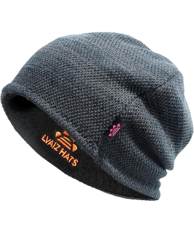 Lvaiz Mens Winter Beanie Hat Warm Fleece Lined Skull Cap for Men Reversible Women Windproof Watch Hat Knit Warm Unisex Beanie