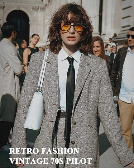 FEISEDY Retro Square Aviator Sunglasses Women Men 70s Vintage Trendy Plastic Frame Sun Glasses B2835