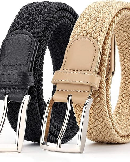 Radmire 2 Pack Elastic Braided Woven Canvas Belts for Men and Women