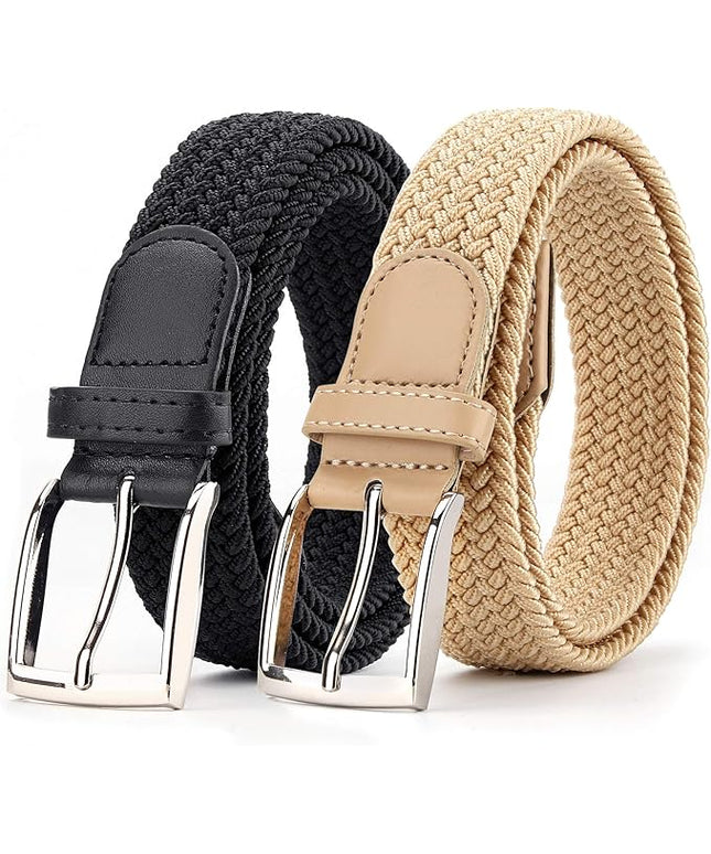 Radmire 2 Pack Elastic Braided Woven Canvas Belts for Men and Women