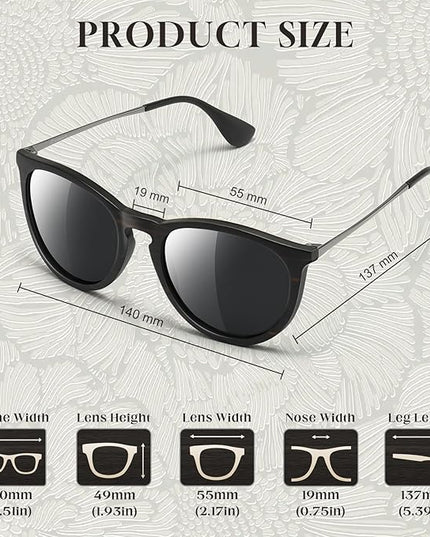 SUNGAIT Premium Vintage Round Sunglasses for Women Men Classic Retro Trendy Style