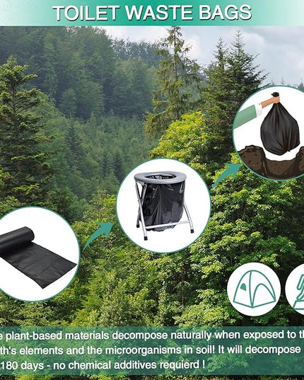 80 Compostable Poop Bags: 8 Gallon, 5 Gallon Bucket & Outdoor Camping Disposable Biodegradable Waste Bags