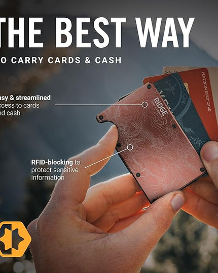 The Ridge Wallets for Men - Slim Minimalist, Front Pocket, RFID - Card Holder Wallets (The Narrows Topographic)
