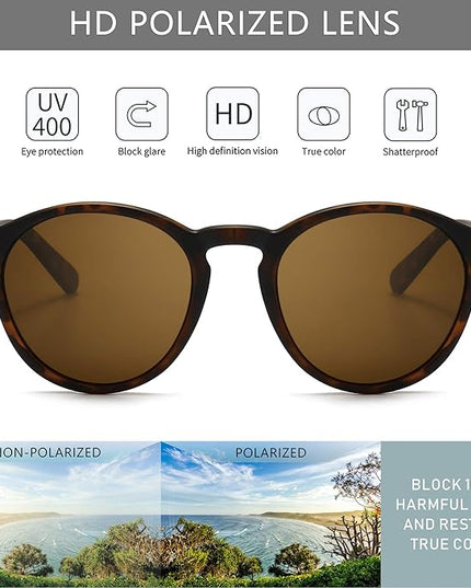 SUNGAIT Classic Vintage Round Polarized Sunglasses for Women Men Retro Style UV400