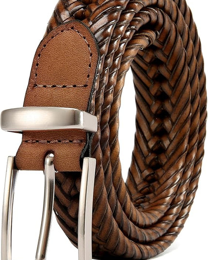 CHAOREN Leather Braided Belts for Men - 1 1/8" Mens Casual Woven Leather Belt for Dress Pant