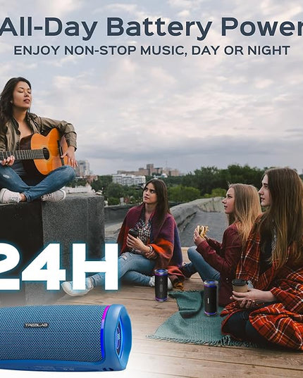 TREBLAB HD77 Bluetooth Speaker, 30W Portable Wireless Speaker with 360° Stereo Sound & Deep Bass, IPX7 Waterproof Outdoor Bluetooth Speaker, 20H Battery, TWS Pairing for Home, Beach, Pool, Camping
