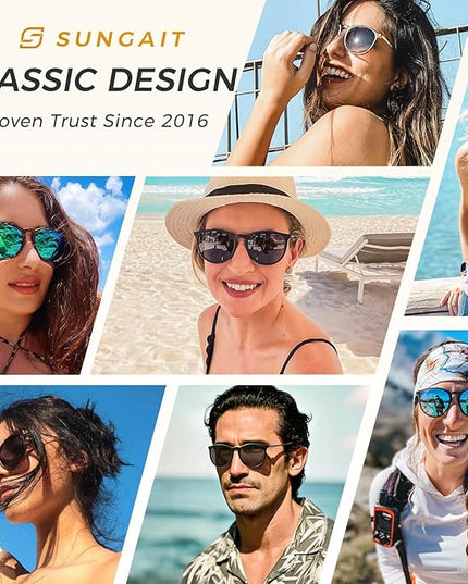 SUNGAIT Premium Vintage Round Sunglasses for Women Men Classic Retro Trendy Style
