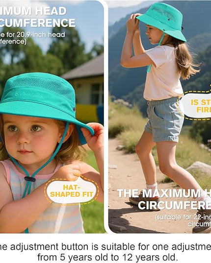 Century Star Outdoor Kids Sun Hat UPF 50+ Quick Dry Adjustable Bucket Hat Windproof Waterproof Beach Fishing Safari Hat