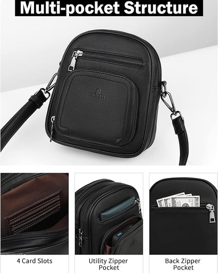 FADEON Small Purses for Women Crossbody Bags, Designer PU Leather Mini Cross Body Purse Travel Shoulder Bag Card Slots