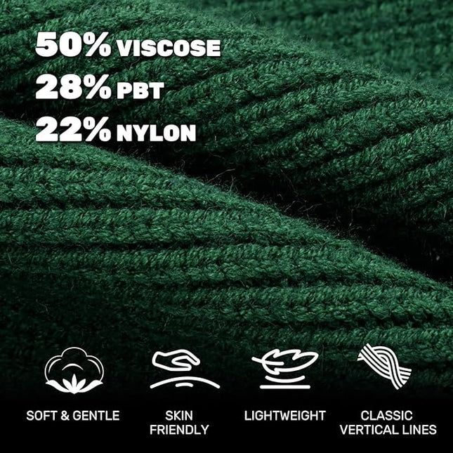 OKKLE Unisex LED Beanie with Light, USB Rechargeable Headlamp Hat, Winter Gifts for Men Women Husband Him Dark Green