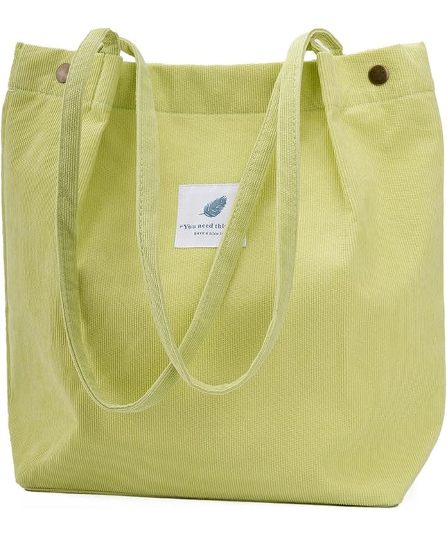 Corduroy Tote Bag Cute Tote Bags for Women Shoulder Bag with Inner Pocket for Work Beach Travel and Shopping Grocery