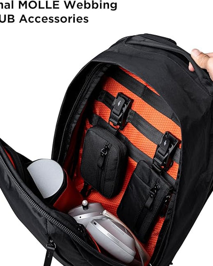 ALPAKA Metro Backpack Pro for Men - Fits 15.6" Laptop Business Travel Backpack with YKK Zippers, MOD Key Leash & Luggage Pass-through, Padded and Weatherproof X-pac Material Work Bag (Black)