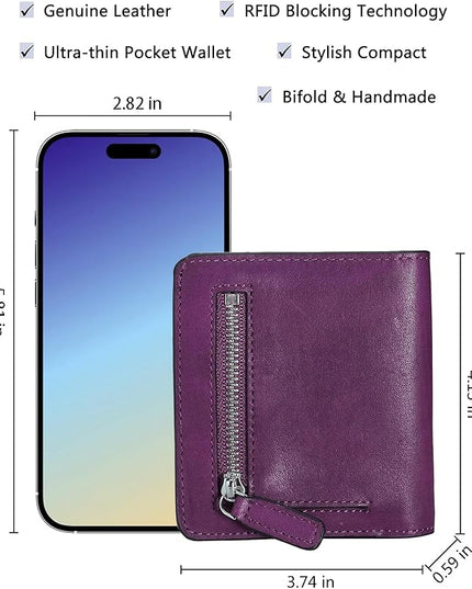 AINIMOER Small Leather Wallet for Women, Ladies Credit Card Holder RFID Blocking Women's Mini Bifold Pocket Purse