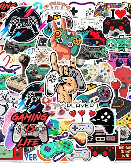 50 PCS Video Game Stickers Bulk Pack - Waterproof Vinyl Decals for Water Bottles, Laptops, Tech Devices & Skateboards | Aesthetic Gaming Sticker for Teens, Adults | Cool Gamer Gift Party Supplies