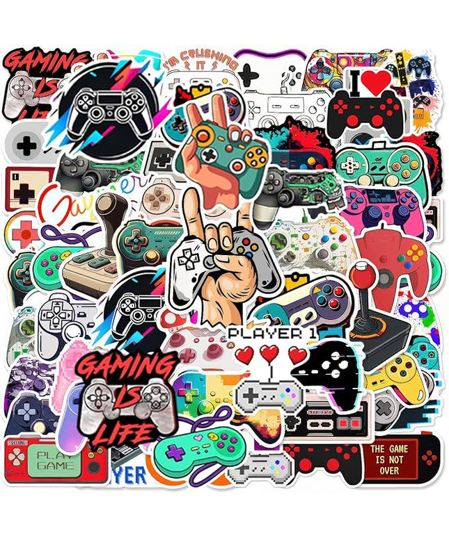 50 PCS Video Game Stickers Bulk Pack - Waterproof Vinyl Decals for Water Bottles, Laptops, Tech Devices & Skateboards | Aesthetic Gaming Sticker for Teens, Adults | Cool Gamer Gift Party Supplies