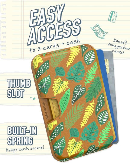 Smartish Wallet for MagSafe iPhones - Side Hustle - Vegan Leather Slim Detachable Magnetic Card Holder for Apple iPhone 17/16/15/14/13/12/13/12 Models - Leaf Me Alone