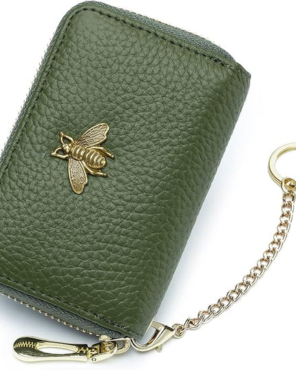 imeetu RFID Credit Card Holder, Small Leather Zipper Card Case Wallet for Women